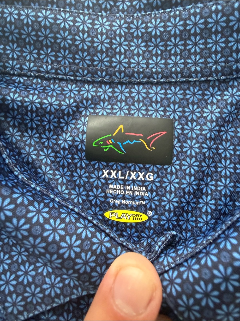 Greg Norman Collection Blue Micro-Pattern Performance Polo - Picture 6 of 13